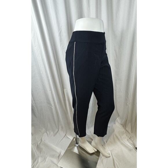 Ann Taylor Cropped Crepe Pant, Navy, Side Stripes Sz: 8, 52-07 - Picture 2 of 15